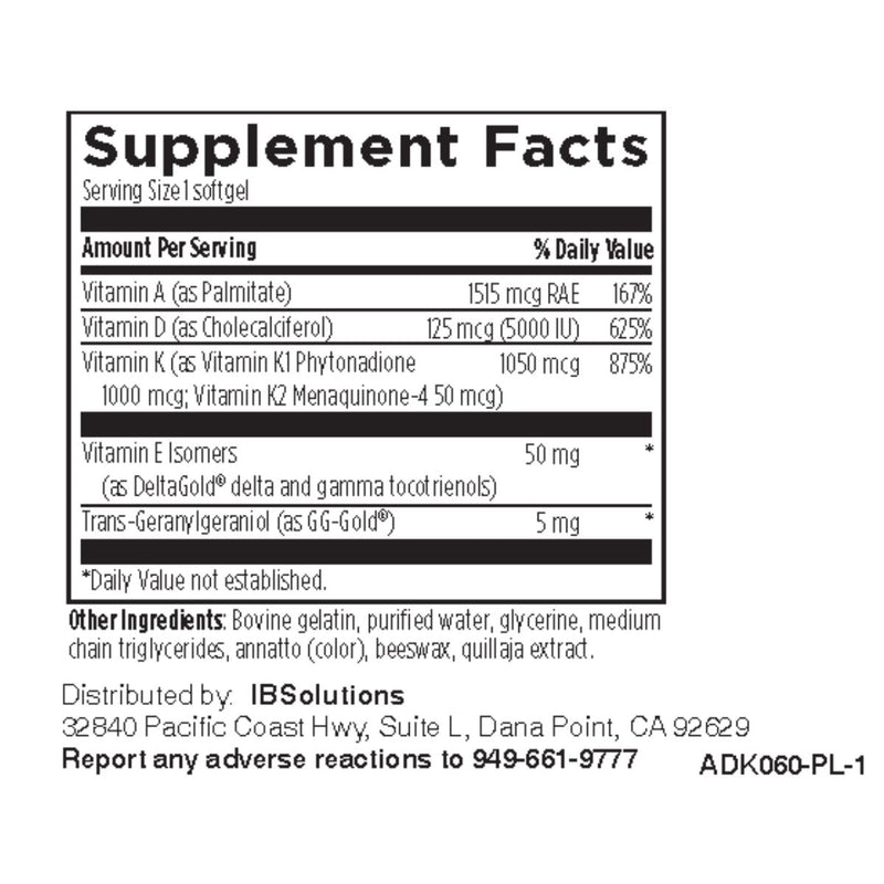 D-Replete + GG + K1 + K2 - Supplement Facts - IB Solutions