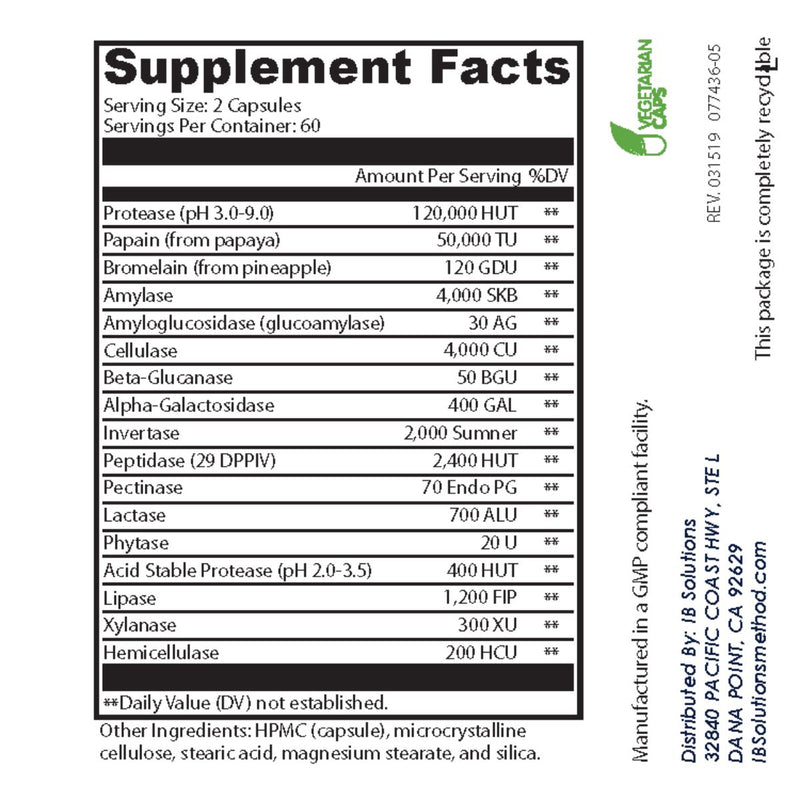 EZyme - Supplement Facts - IB Solutions