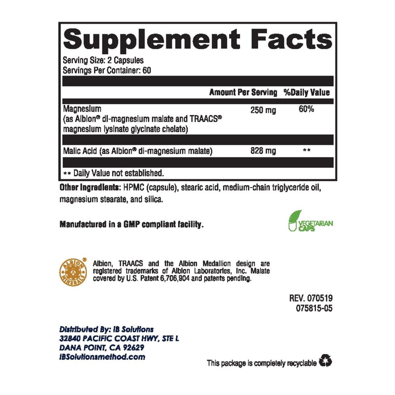 Solutions Mag 125 - Supplement Facts - IB Solutions